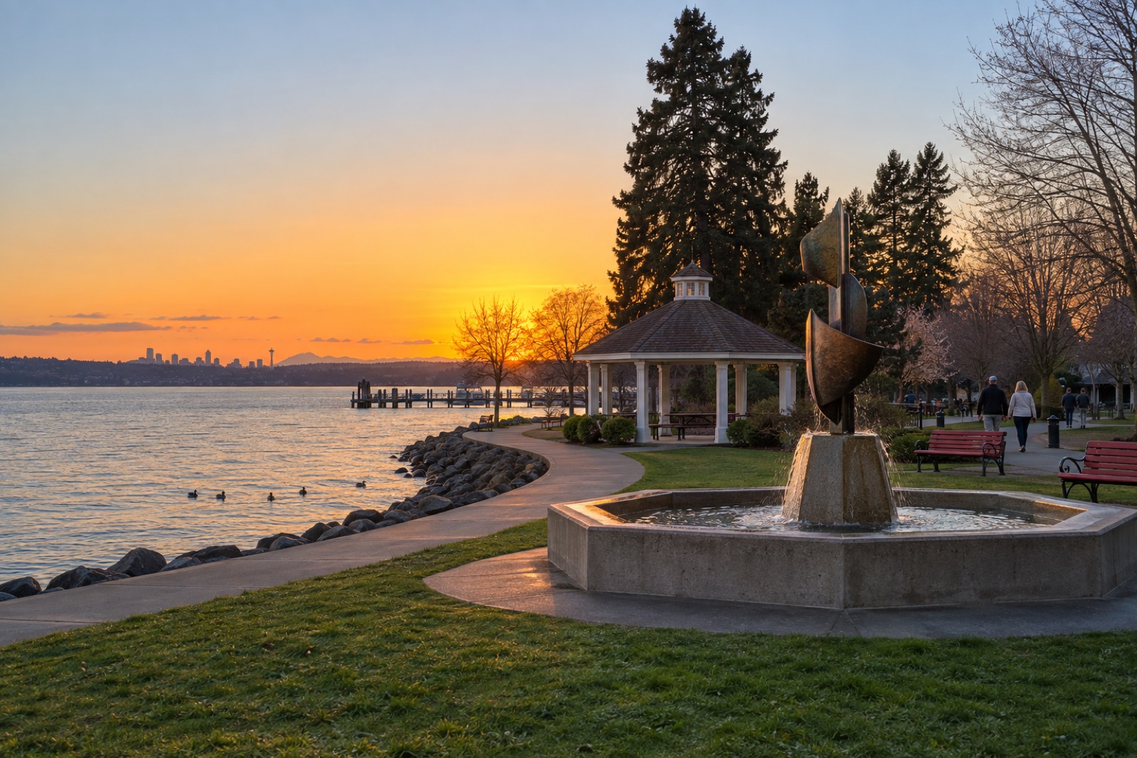 Marina Park, Kirkland, at sunset